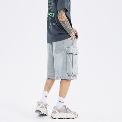Shorts de Mezclilla Estilo Cargo con Múltiples Bolsillos y Acabado Lavado - Image 2