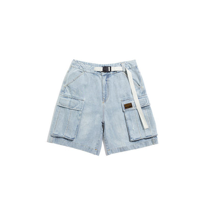 Shorts de Mezclilla Estilo Cargo con Múltiples Bolsillos y Acabado Lavado - Image 4