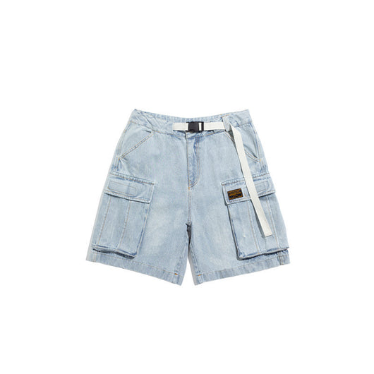 Shorts de Mezclilla Estilo Cargo con Múltiples Bolsillos y Acabado Lavado - Image 4