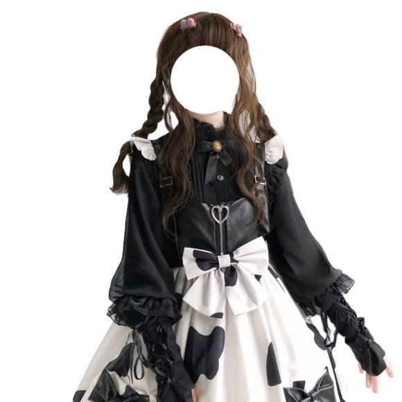 Blusa Lolita Elegante Retro con Broche Mariposa Gratis - Top Interior Manga Corta