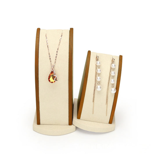 Expositor de Joyas de Madera Maciza - Soporte Curvo para Collares y Pendientes