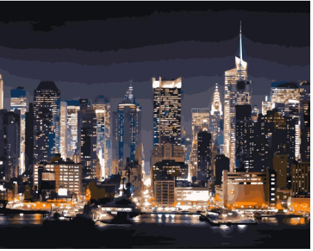 Cuadro Pintura Acrílica Noche en Manhattan Nueva York