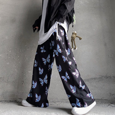 Pantalones Casuales Harajuku Hip Hop con Estampado Ancho para Mujer
