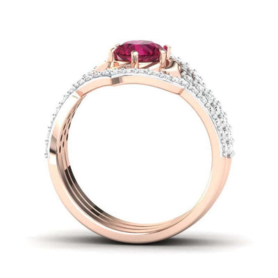 Anillo de Oro Rosado con Rubí y Diamantes - Diseño Floral Europeo - Image 9