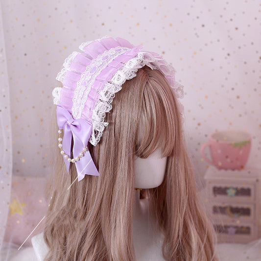Diadema Lolita Hecha a Mano Multicolor con Encaje Delicado