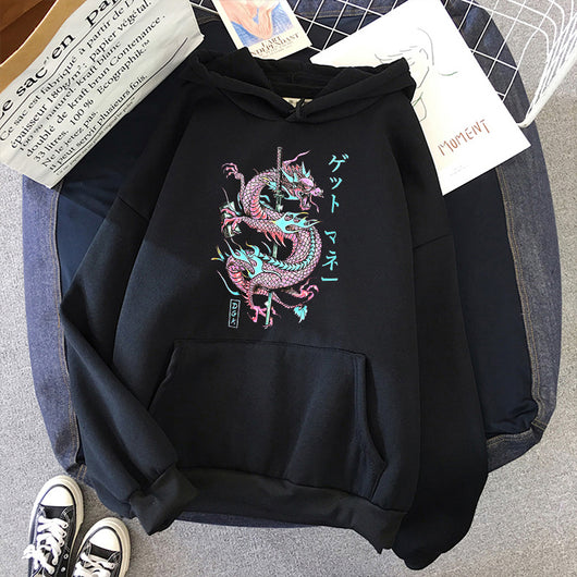 Sudadera Harajuku Dragón Japonés con Letras - Manga Larga Mujer - Image 10
