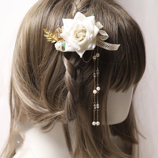 Pasador de Cabello con Lazo de Encaje y Cinta Estilo Té - Image 17
