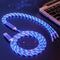 Cable Cargador Tripe en Uno con Luz LED Multicolor