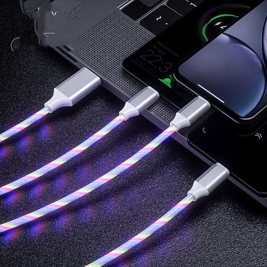 Cable Cargador Tripe en Uno con Luz LED Multicolor - Image 2