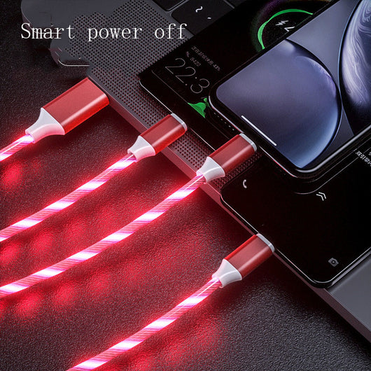 Cable 3 en 1 USB Micro y Type C con Luz LED Fluida para Carga Rápida