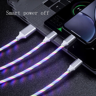 Cable 3 en 1 USB Micro y Type C con Luz LED Fluida para Carga Rápida - Image 2
