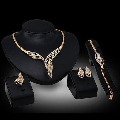 Conjunto de Joyas Nupciales Elegantes: Collar, Aretes, Anillo y Pulsera - Image 3