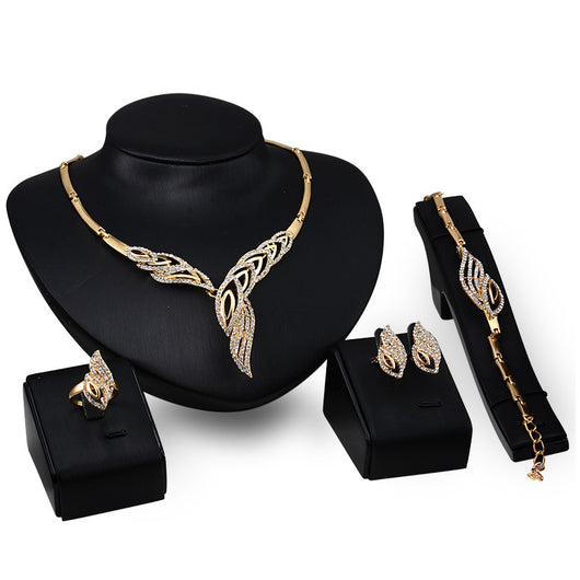 Conjunto de Joyas Nupciales Elegantes: Collar, Aretes, Anillo y Pulsera - Image 5