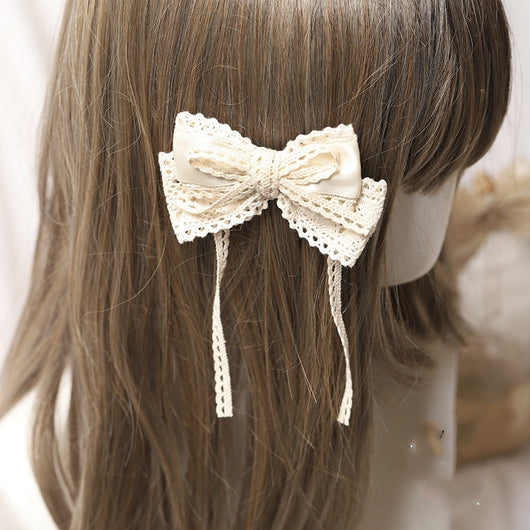 Pasador de Cabello con Lazo de Encaje y Cinta Estilo Té - Image 8
