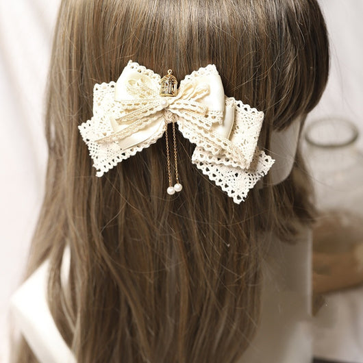 Pasador de Cabello con Lazo de Encaje y Cinta Estilo Té - Image 9