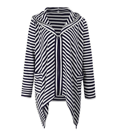 Sudadera con Capucha de Rayas Irregulares para Mujer - Estilo Moderno y Cómodo - Image 8