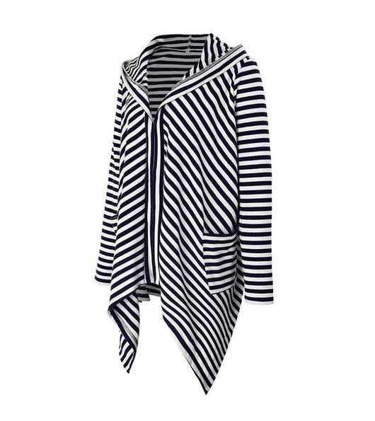 Sudadera con Capucha de Rayas Irregulares para Mujer - Estilo Moderno y Cómodo - Image 7