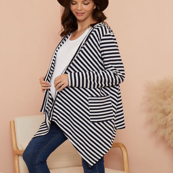 Sudadera con Capucha de Rayas Irregulares para Mujer - Estilo Moderno y Cómodo