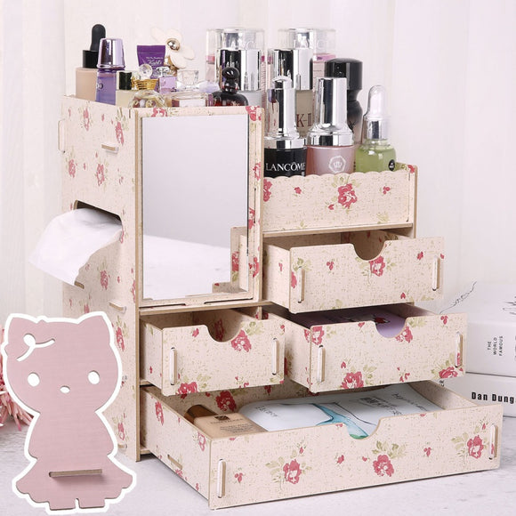 Organizador de Cosméticos y Joyas en Madera con Cajones