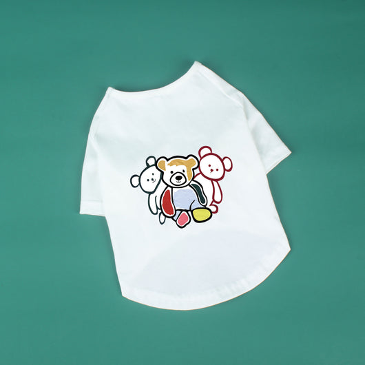 Playera de Algodón Puro para Mascotas - Diseño Ositos Tiernos Blanco y Negro - Image 11