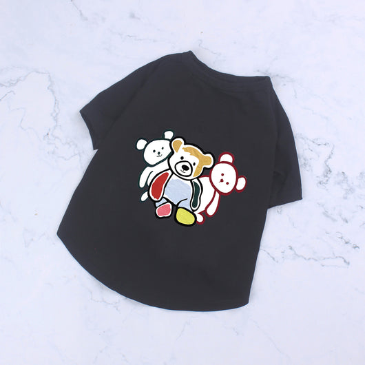 Playera de Algodón Puro para Mascotas - Diseño Ositos Tiernos Blanco y Negro - Image 4