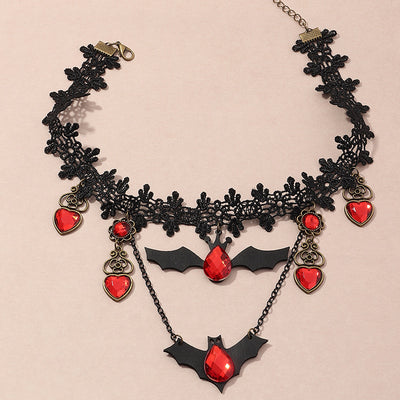 Collar Gótico Murciélago Rojo Halloween Encaje Choker Capas Pesadilla Antes de Navidad - Image 12