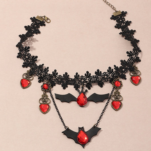 Collar Gótico Murciélago Rojo Halloween Encaje Choker Capas Pesadilla Antes de Navidad - Image 12