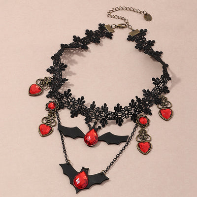 Collar Gótico Murciélago Rojo Halloween Encaje Choker Capas Pesadilla Antes de Navidad - Image 14