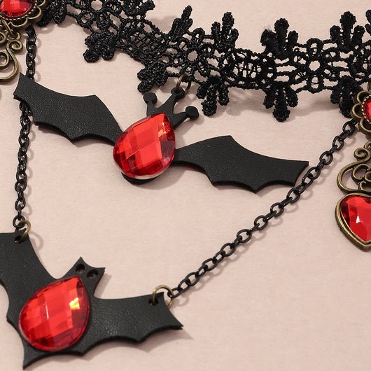 Collar Gótico Murciélago Rojo Halloween Encaje Choker Capas Pesadilla Antes de Navidad - Image 5