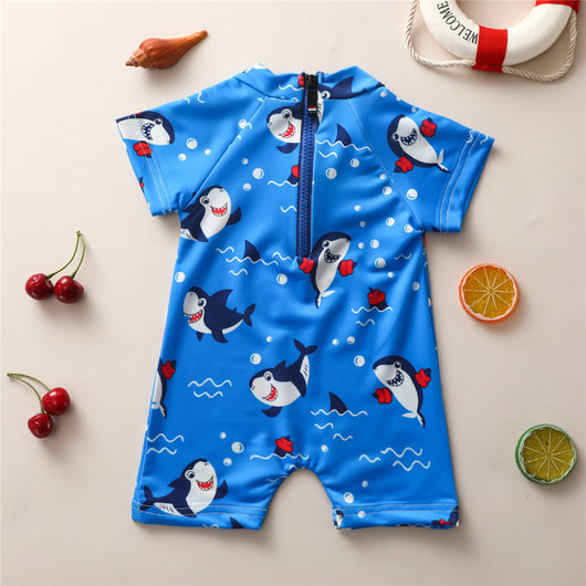 Enterizo Corto Azul Tiburón para Niños - Image 3