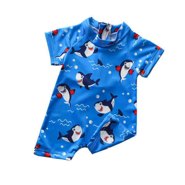 Enterizo Corto Azul Tiburón para Niños - Image 4