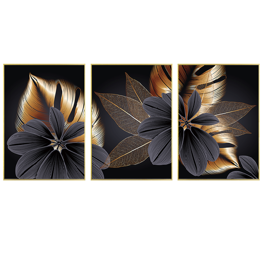 Cuadro Decorativo Hoja Dorada y Negra Abstracto - Image 7