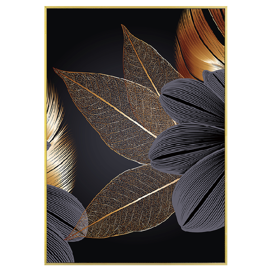 Cuadro Decorativo Hoja Dorada y Negra Abstracto - Image 10