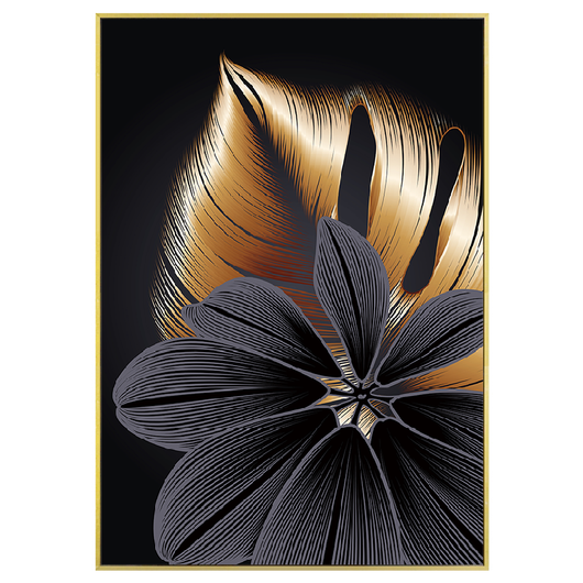 Cuadro Decorativo Hoja Dorada y Negra Abstracto - Image 9