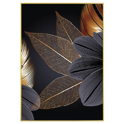 Cuadro Decorativo Hoja Dorada y Negra Abstracto - Image 3