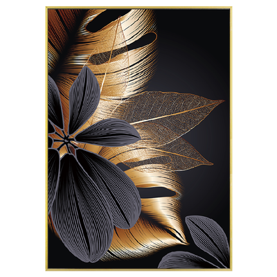 Cuadro Decorativo Hoja Dorada y Negra Abstracto - Image 4