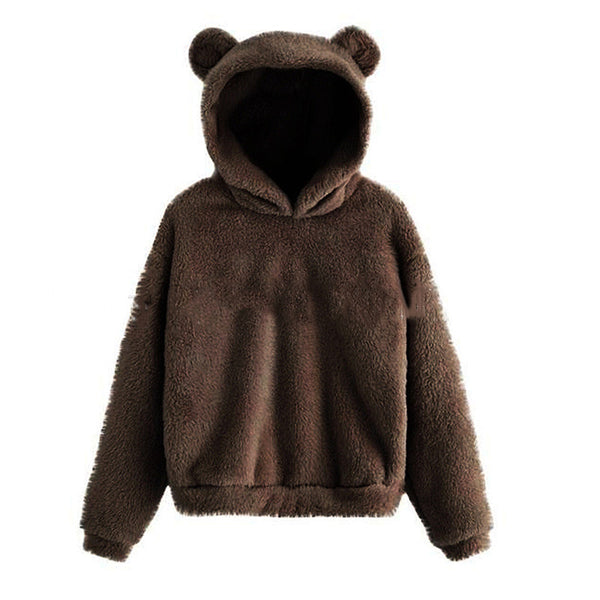 Sudadera Cálida con Capucha de Orejas de Conejo Esponjosas