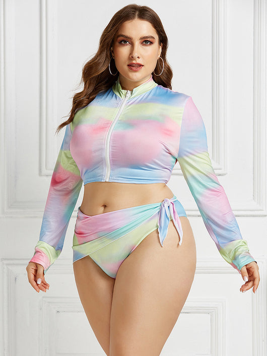 Traje de Baño Tipo Bikini de 3 Piezas con Mangas Largas Estampado - Image 9