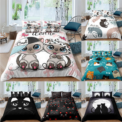 Juego de Edredón y Almohadas para Gatos con Impresión 3D Digital