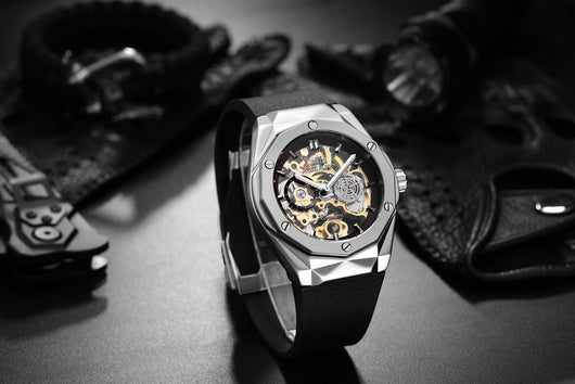 Reloj Automático de Acero Inoxidable Dorado Rosa con Esfera Hueca para Hombre - Image 2