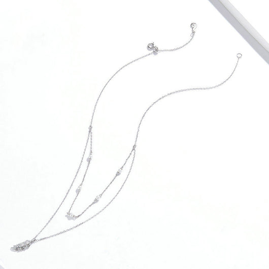 Collar Doble Espiga de Trigo Plateado con Baño de Platino Brillante - Image 6