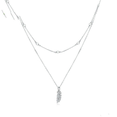 Collar Doble Espiga de Trigo Plateado con Baño de Platino Brillante - Image 3