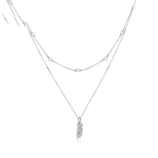Collar Doble Espiga de Trigo Plateado con Baño de Platino Brillante - Image 3