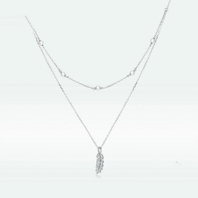 Collar Doble Espiga de Trigo Plateado con Baño de Platino Brillante
