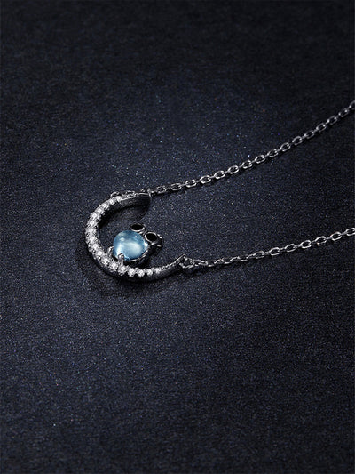 Collar de Plata Esterlina con Diseño Minimalista de Luna y Búho - Image 8