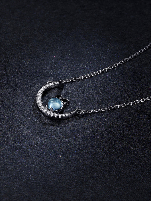 Collar de Plata Esterlina con Diseño Minimalista de Luna y Búho - Image 5