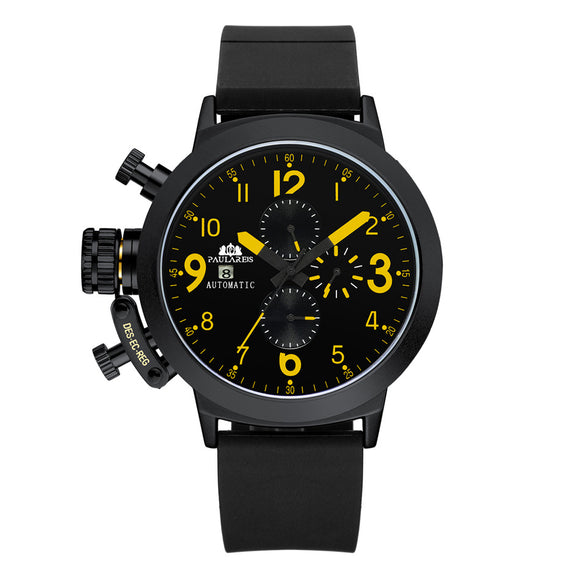 Reloj Automático Multifuncional con Banda de Caucho para Hombre