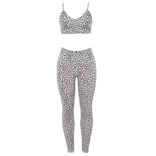 Conjunto Deportivo Yoga Estampado Leopardo con Tirantes Ajustables - Image 2