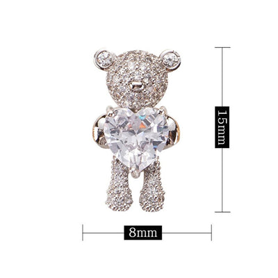 Joya para Uñas Oso Bronce con Circones Incrustados Forma Corazón - Image 7