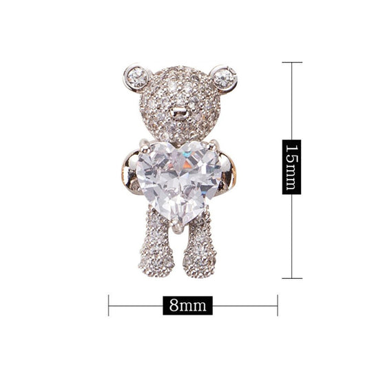 Joya para Uñas Oso Bronce con Circones Incrustados Forma Corazón - Image 7